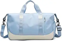 Bolsa Esportiva Unissex para Academia e Viagem, Material Emborrachado, Resistente à Água, 2 Compartimentos (AZUL CLARO)