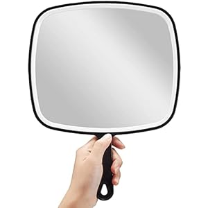 OMIRO Hand Mirror, Extra Large Black Handheld Mirror with Handle, 12.4″ L x 9″ W
