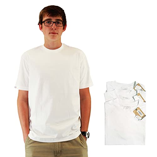 Maks Men's 100% Cotton 3 Pack Pre-Washed Ultra Soft Multipack Crew Neck Premium T-Shirts Undershirts