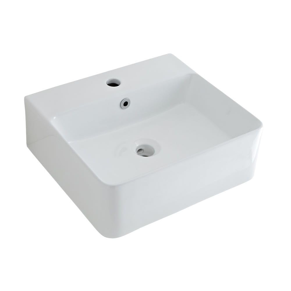 Milano Graphite Overflow Farington White Countertop Wall Hung Bathroom Basin Sink Ring - 460 X 420Mm