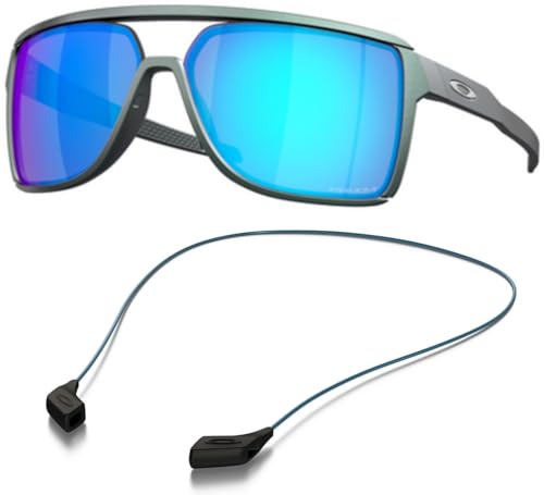Oakley OO9147 Sunglasses Bundle: OO 9147 CASTEL 914713 Castel Matte Silver/Blue Color and Small Blue leash Accessory kit2