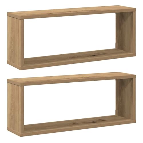 vidaXL Étagères Cube murales 2 pcs chêne Artisanal 60x15x23 cm, Stockage en Forme de Cube, Organisateur en Forme de Cube, étagère Flottante