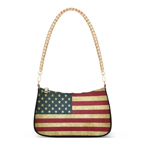 Image of Shoulder Bags for Women American US Flag Independence Day Patriotic Hobo Tote Handbag Small Clutch Purse with Zipper Closure