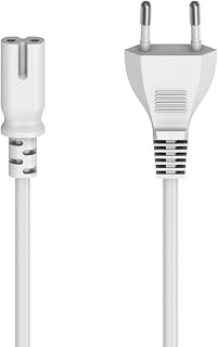 Hama Netzkabel 2 polig, Eurostecker, 1,5m (Doppelnut/C7, 2 Pin, Stromkabel, Netzkabel Eurostecker, Gerätekabel, Ersatzkabel, für Drucker, Netzteile, Fernseher, Radio, Kassettenrekorder etc.) weiß