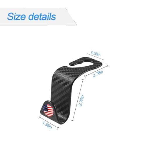 4PCS Car Seat Headrest Hooks, Auto Back Seat Hanger Holder, Durable Stylish Vehicle Organizer Universal Car Interior Accessories, Storage Hooks for Purses, Bags, Clothes, Coats (Carbon Fiber-Color)