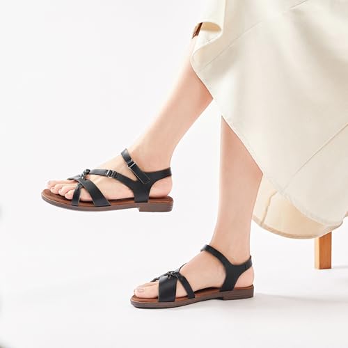 Image of Ataiwee Women's Casual Ankle Strap Comfortable Slide Flat Sandals