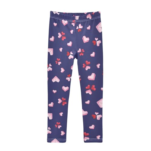 Building Blocks Heart Girls Leggings,Workout Leggings for Girls Toddler Athletic Leggings Size for 3-10T