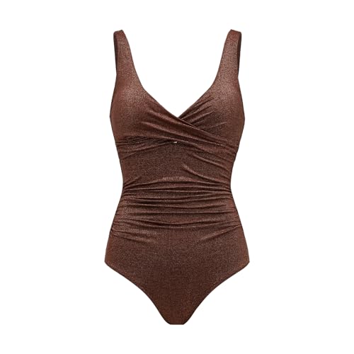 Tummy Control One Piece Swimsuits for Women Slimming Bathing Suits V Neck Twist Push Up Swimwear2