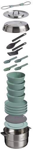 Stanley Wildfare Core 26-Piece Complete Camp Kitchen Cook Set | 4 qt Pot with Lid, 8in Fry Pan | 4 Table Settings, Plates, Bowls, Utensils | Camping Essentials for Your Camp Kitchen | BPA-Free - Image 4