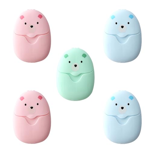 ATBUSS 5 Papeles De Jabón Little Bear, Lindas Tabletas Desinfectantes para Manos, Productos De Higiene Portátiles, Divertidos Productos Desinfectantes para Manos para Niños.