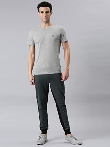 Image of F A S O Men's Super Combed Cotton Joggers | Color Block Design | Comfort Fit | Drawstring | Casual, Gym & Lounge Wear