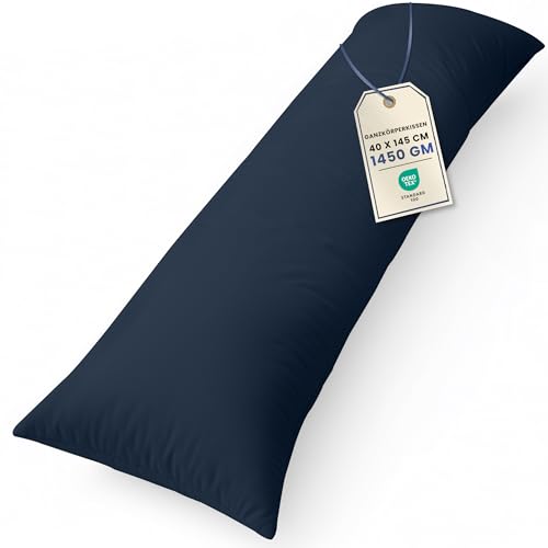 Utopia Bedding Nackenkissen, 40x145 cm Ganzkörperkissen, weiche Hohlfaserfüllung, langes Schwangerschaftskissen zur Unterstützung der Mutterschaft und für Seitenschläfer (Marineblau)