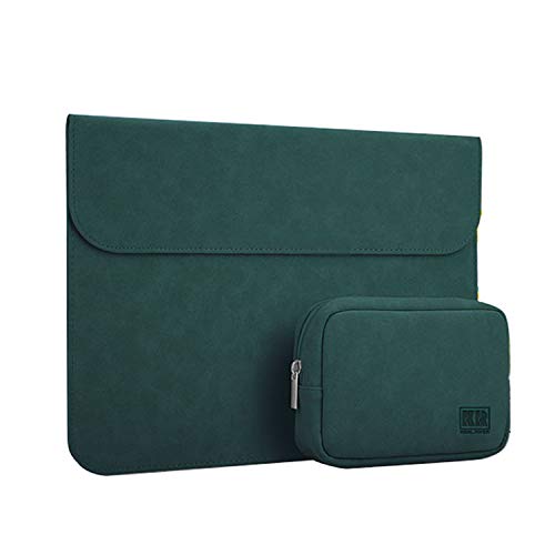 Surface Laptop 4用(2021モデル) 15インチ ケース/カバー レザー 電源収納ポーチ付き セカンドバッグ型 おしゃれ サーフェス ラップトップ 4 用 カバン型 レザーケース/カバー おしゃれ PCケース/カバー[Surface Laptop 4 (15インチ)(ダークグリーン)]