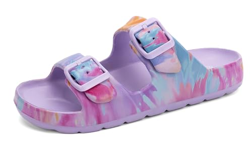 Image of INMINPIN Boys Girls Double Buckle Slide Sandals Comfort Beach Pool Shower Slippers Adjustable Indoor Outdoor Little Kid /Big Kid
