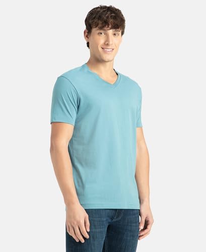 Image of Jockey 2726 Men Super Combed Cotton Rich Solid V Neck Half Sleeve T-Shirt