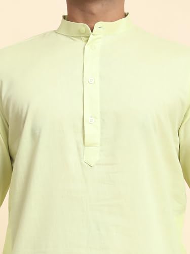 Image of Amazon Brand - Anarva Men's Cotton Solid Dress Long Kurta Regular Fit Casual