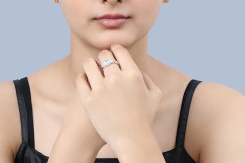 Dazzlingrock Collection 8x6mm Emerald Cut Aquamarine & Round White Diamond Twisted Engagement Ring for Women in 10K Solid Gold2