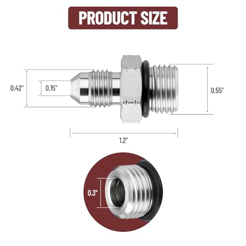 Image of 10 Pack Hydraulic Hose Adapter Fittings: 1 /4 inch JIC 37 Male x #6 SAE /ORB Male, Straight Tube Fitting Kits with Protection Cover - 6400-04-06