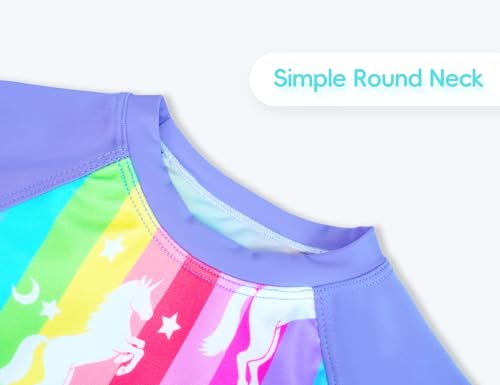 Image of Girls Swimsuit Long Sleeve Rush Guard Bathing Suit Swimwear with Bikini Bottom Sun Protection