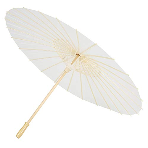 Gavigain Paper Umbrella, White Classical Rainproof Chinese Umbrella, DIY Oiled Paper Painting Umbrellas Crafts for Party Wedding Photo Prop Decoration