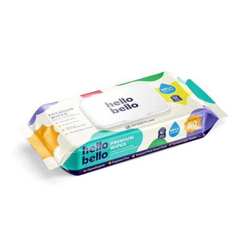 Image of Hello Bello Premium Fragrance-Free Baby Wipes, with Chamomile & Aloe Extracts for Sensitive Skin - 18 Resealable Packs = 1080 Total Wipes