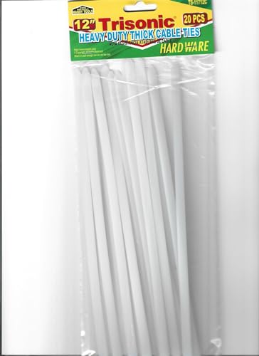White Zip Ties Heavy Duty 12 Inch 20 pcs Multi-purpose Cable Ties For Indoor and Outdoor Use pack of 2