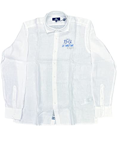 La Martina Das weiße Herrenhemd mit langem Ärmeln, gesticktes Logo im...