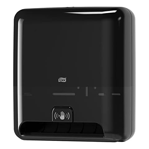 Tork Matic Sensorspender für Rollenhandtücher 551108, Elevation Design - H1 Rollenhandtuch-Spender, berührungslose Einzelblattentnahme durch Sensor, schwarz Cover