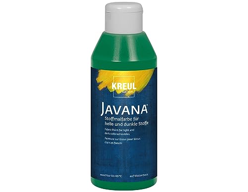KREUL 91465 - Javana peinture pour tissus clairs et foncés, flacon de 250 ml vert foncé, caractère pâteux, pour tamponner et pochoiriser, résistant au lavage après fixation