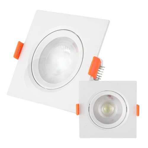 KIT C/ 10 Unidades - Spot LED 5w - Quadrado De Embutir Direcionável / Branco Frio