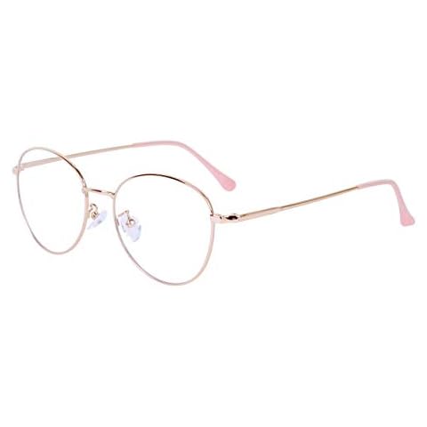 Computerbrille Anti-Blaulicht Ohne Stärke Anti-Müdigkeit UV-Schutz Retro Rund Metallgestell Brillenfassung Cover