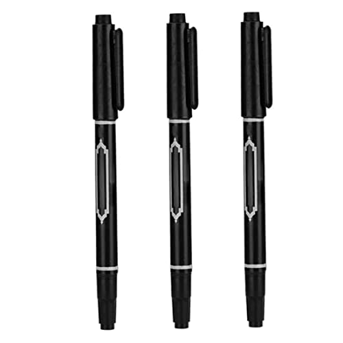 Tattoo Marker Stift 3pcs 5,39 Zoll wasserdichtes Hautmarkierungsstifte Feinpunktkörper Tintenstift Doppelkopf Tattoo Marker Stift Einfach zu färben schwarz, temporäre Tattoos