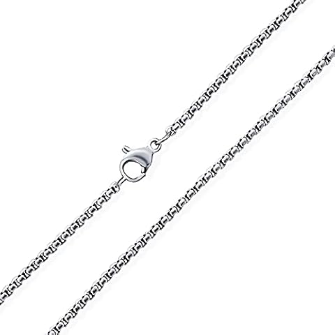 Bling Jewelry Unisex Thin Strong Simple Basic 2MM Silver Tone Stainless Steel Basic Venetian Box Link Chain Necklace for Men Women 20 Inch Cover