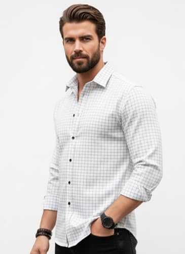 Image of Amazon Brand - INKAST Men's Slim Fit Button Down Dress Shirts Textured Long Sleeve Casual Hawaiian Shirt