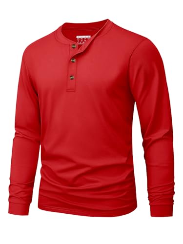 Image of MAGNIVIT Men's Long Sleeve Henley Shirts Cotton 3-Button Spring Casual T-Shirts Solid Color Soft Basic Tops 2026