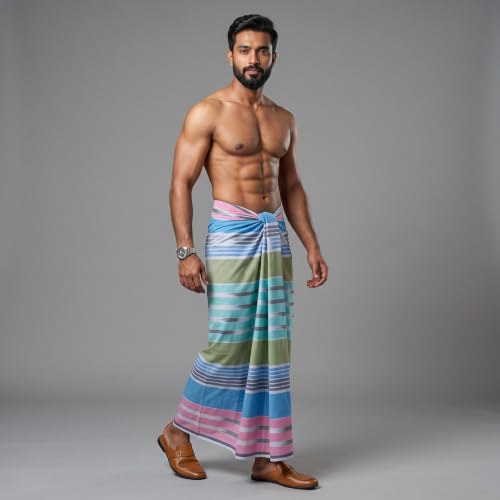 Image of Men's Cotton Lungi | Soft Breathable Wrap Around Lungi | Comfortable Daily & Home Wear for Men