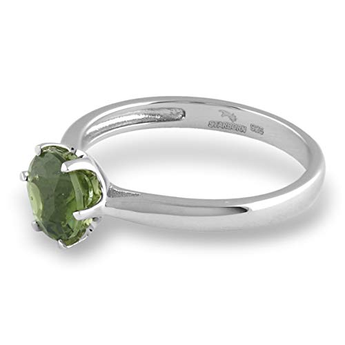 Starborn Sterling Silver Classic Style Faceted Moldavite Ring2