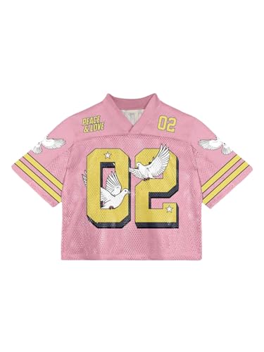 COZYEASE Men's Y2K Mesh V Neck Jersey Shirts Half Sleeve Striped Number Graphic Tees Sports Tops