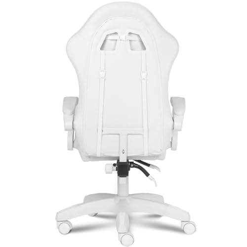 Ranqer Apollo Gaming Stuhl, Bürostuhl PC Stuhl, Gamer Stuhl mit Kopfstütze, Lendenkissen und Armlehnen, verstellbare Rückenlehne 90-135°, Gaming Sessel, Weiß