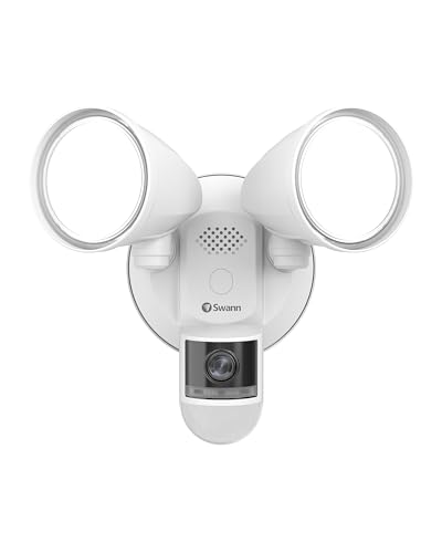 Swann Wi-Fi 4K UHD Security Camera, Surveillance & Security Cameras with Night Vision, Waterproof Motion Activated FloodLight,Wide 115 Degree Viewing, Dimmable 2600 Lumens, Heat Sensing, 2-Way Talk