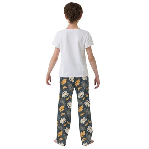 Seamless Pattern with Turtle and Leaf Pajamas Bottoms with Pockets Comfy Pjs Sleepwear Elastic Waistband Pajamas Pants Lounge Pants for 6-14 Years3