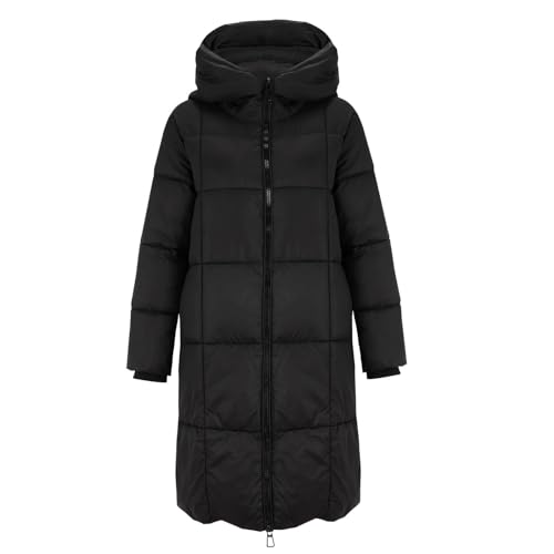 GOKKILRW Long Puffer Jacket for Women Teen Girls 2024 Winter Warm Hooded Coat Zip Up Mock Neck Solid Color Down Outerwear2