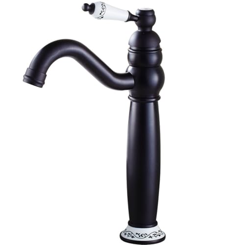 Robinet haut en laiton mélangeur céramique noir pour salle de bain