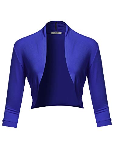 Women's Open Front Knit Blazer - Stretchy Soft Cardigan Jacket for Business Casual Office, Slim Fit Lightweight Work Blazer Royal 2XL - Thumbnail 2