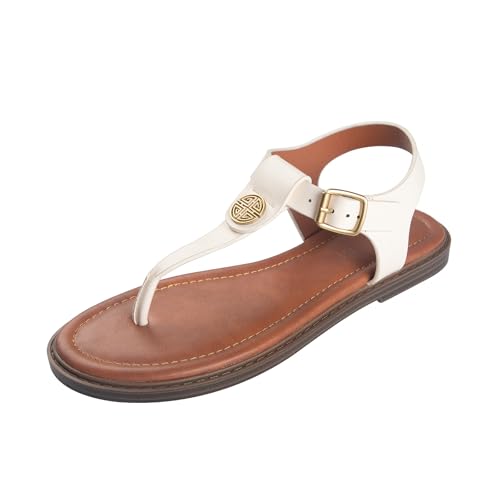 Stratuxx Kaze Women's Dressy T-Strap Flat Sandals Adjustable Ankle Buckle - image 1