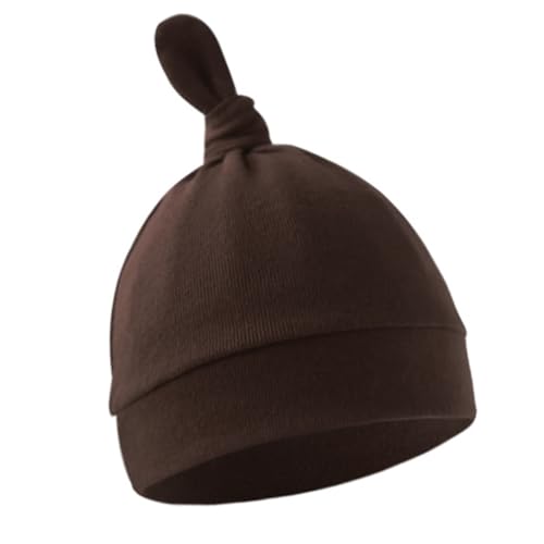 ffgguuiic Cotton Breathable Baby Bonnet Hat Soft Infants Earflap Bonnet Fetal Caps Comfortable Headwear for 0 to 6 Months Unisex Coffee