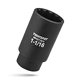TIGHTSPOT 1/2 Inch Drive - 1 1/16 Inch Deep Impact Socket with Anti-Rounding 12 Point Design, Heat-Treated CRV Steel