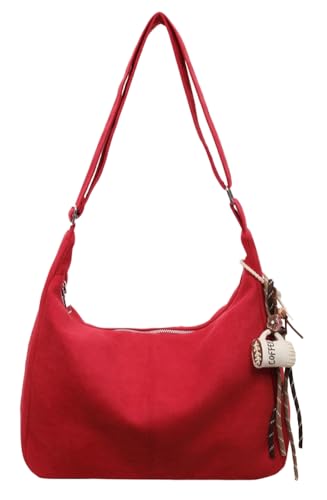 Slouchy Suede Hobo Bags Women Underarm Shoulder Bag Crescent Crossbody Purses Satchels Travel Top-Handle Tote Handbag 2025