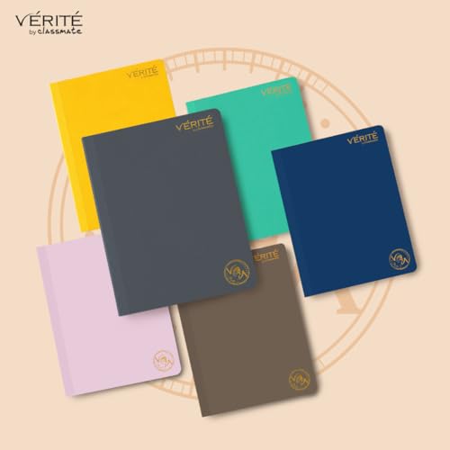 Image of Lay Flat Binding Notebook - Verite by Classmate Ideal for School Students, Charcoal Color, Size (in cm) 24 X 18, Single Line, Thick Premium 120 Pages with Low Ink Bleed for Smooth Writing Experience