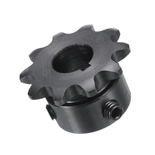 Image of uxcell #35 Chain Roller Sprocket B Type, 1 /2 inch Bore 10 Tooth Single Strand Chain Sprocket, Carbon Steel, Keyway with Set Screws